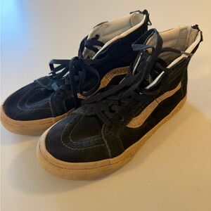 Vans Youth Black and Gold High-Top Sneakers size 3 with back zip